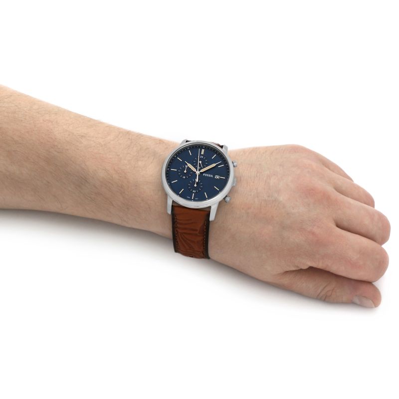 Fossil  FS5928 Minimalist Chronograph Blue Dial Quartz Men's Watch - mzwatcheslk srilanka