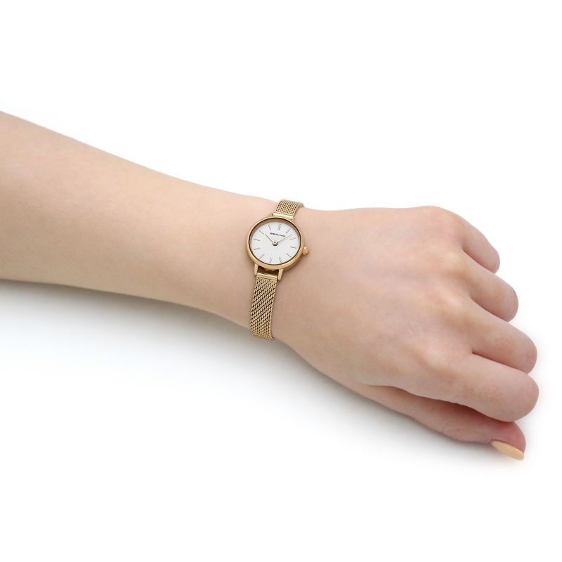 Bering  11022-334 Gold Mesh Bracelet White Dial Women’s Watch