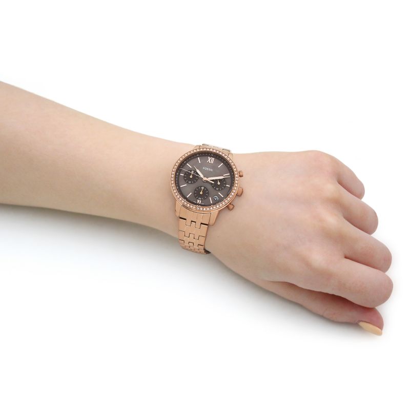 Fossil ES5218 Brown Mother of Pearl Dial Rose Gold Stainless Steel Chronograph Women's Watch