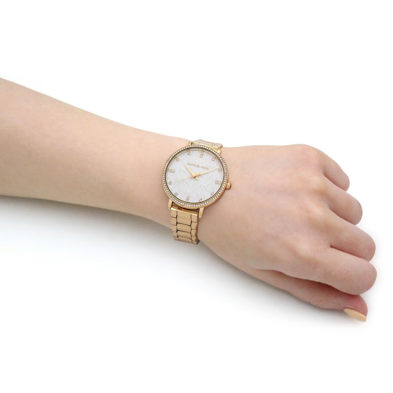 Michael Kors MK4666 Pyper White Stone Set Dial Gold PVD Steel Bracele Women's Watch