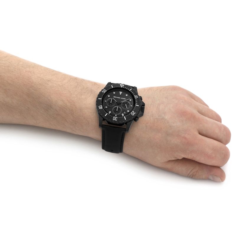 Michael Kors MK9053 Everest Black Chronograph Dial Black Leather Strap –  mzwatcheslk