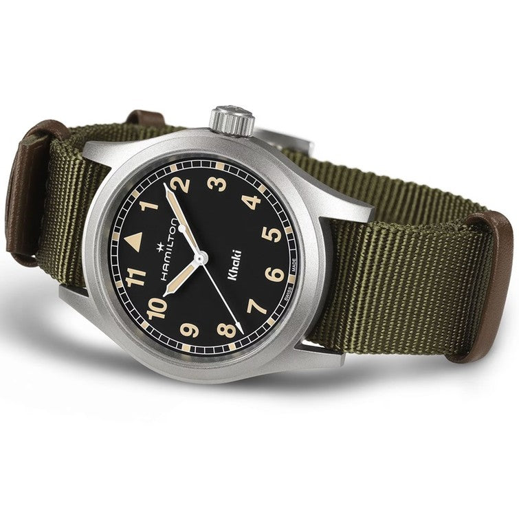 Hamilton H69401930  Khaki Field Quartz 38mm Black Dial Green Textile Strap Men & Women Watches