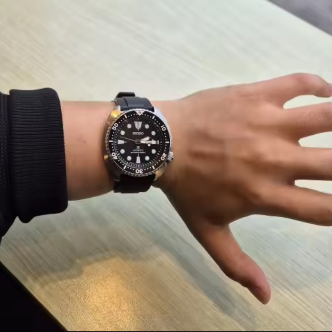 22mm Black Premium Vulcanized FKM Rubber Strap Quick Release Watchband for Seiko and other Divers