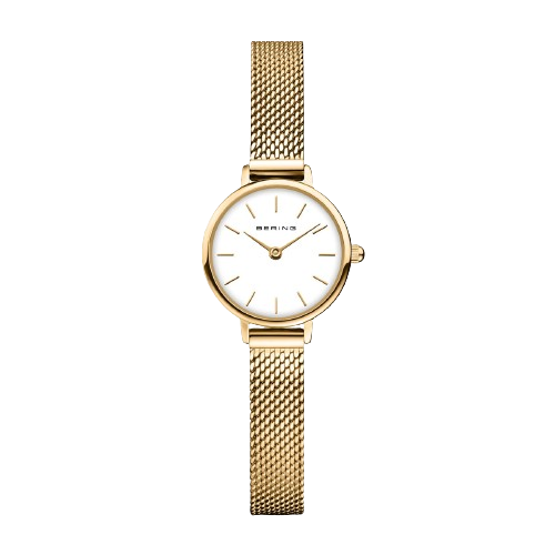 Bering  11022-334 Gold Mesh Bracelet White Dial Women’s Watch