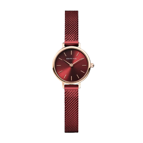 Bering 11022-363 Classic 22mm Red Dial Red Stainless Steel Mesh Bracelet Women’s Watch