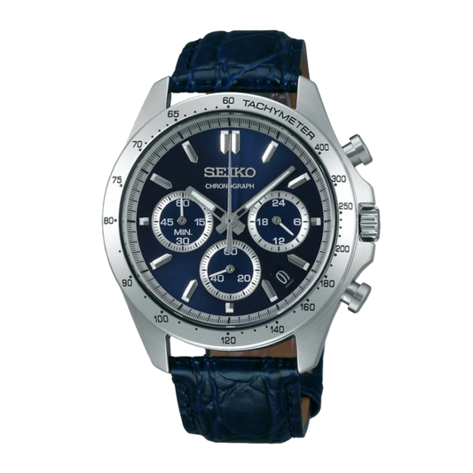 Seiko Spirit Chronograph SBTR019 JDM Quartz Analog Blue Strap Men's Watch