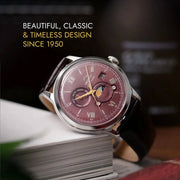 Orient Bambino RA-AK0807R Sun & Moon Automatic (41.5mm) Bordeaux Dial / Brown Leather Strap Men's Watch