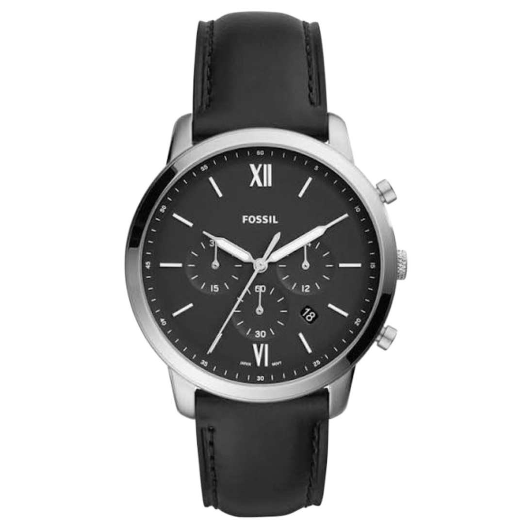 Fossil  FS5452  Neutra Chrono Black Dial Black Leather Strap Men's Watch