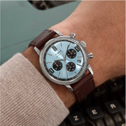 Timex Marlin Chronograph ‘Panda Dial’ TW2Y66600 Tachymeter (40mm) Ice Blue Dial / Brown Leather Strap Men’s Watch