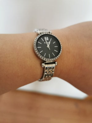 Fossil Tillie BQ3501 Mini Three-Hand Silver-Tone Stainless Steel Black Dial Women's Watch