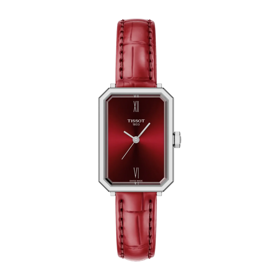 Tissot SRV Quartz (21.8mm) T1601101642300 Red Sunray Dial / Red Alligator Leather Strap Women's Watch