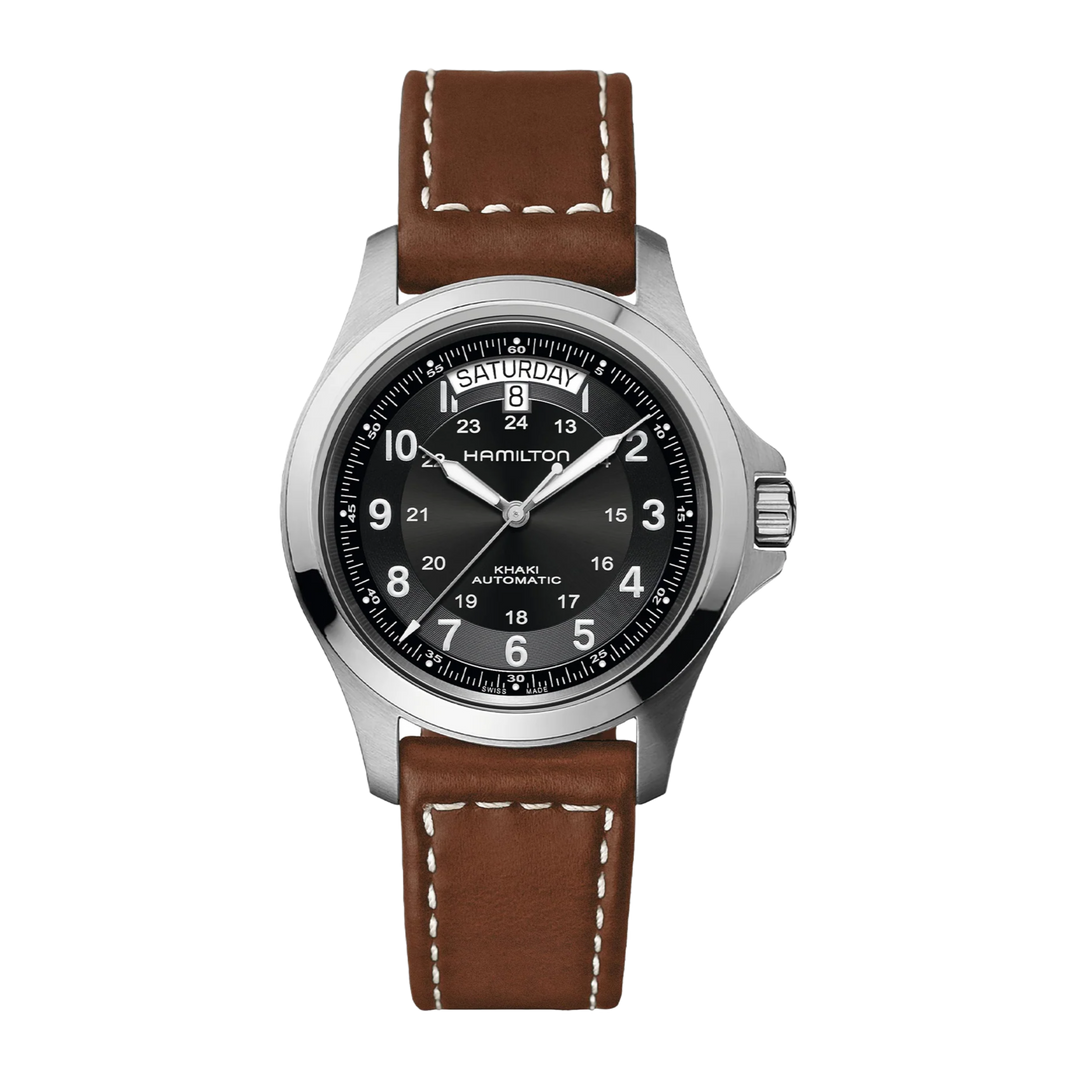 Hamilton Khaki Field King H64455533 Automatic *House, Season 8 - 2012* (40mm) Black Dial / Brown Leather Strap Men's Watch