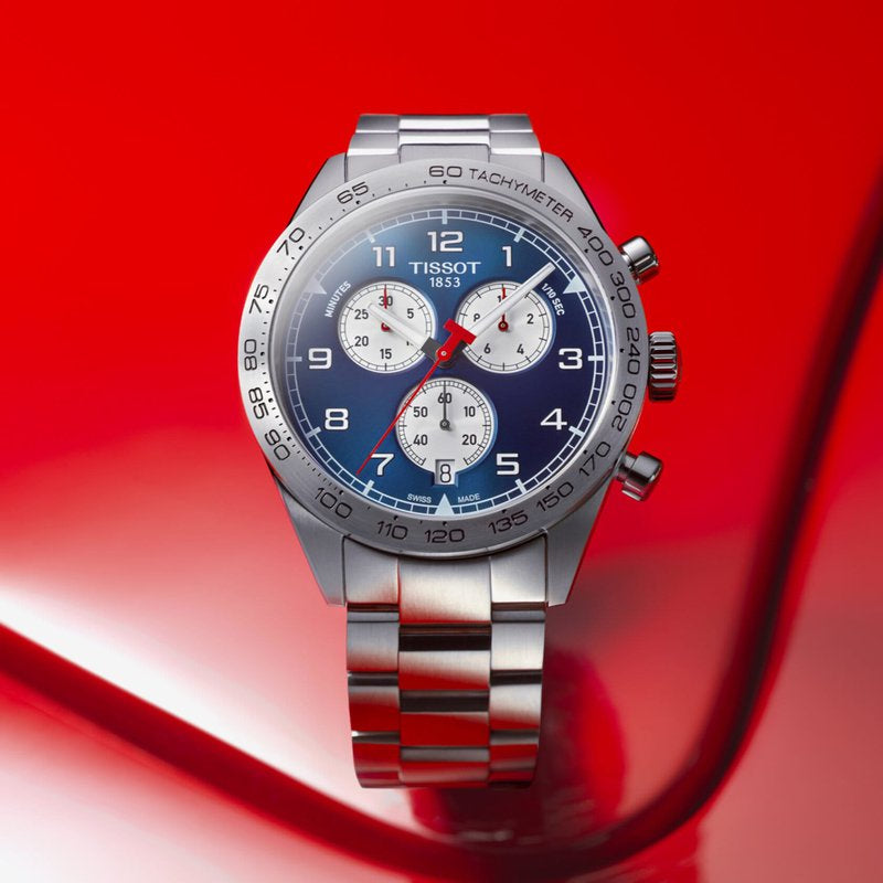 Tissot PRS 516 T1316171104200 Chronograph Blue Dial Stainless Steel Bracelet Men's Watch