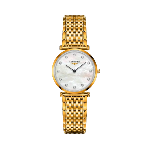 LONGINES  L45122878 La Grande Classique de Longines Diamond 29mm White Mother of Pearl Dial Gold PVD Stainless Steel Women's Watch