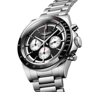LONGINES L38354526 Conquest Automatic Chronograph 42mm Black Dial Stainless Steel Bracelet Men's Watch