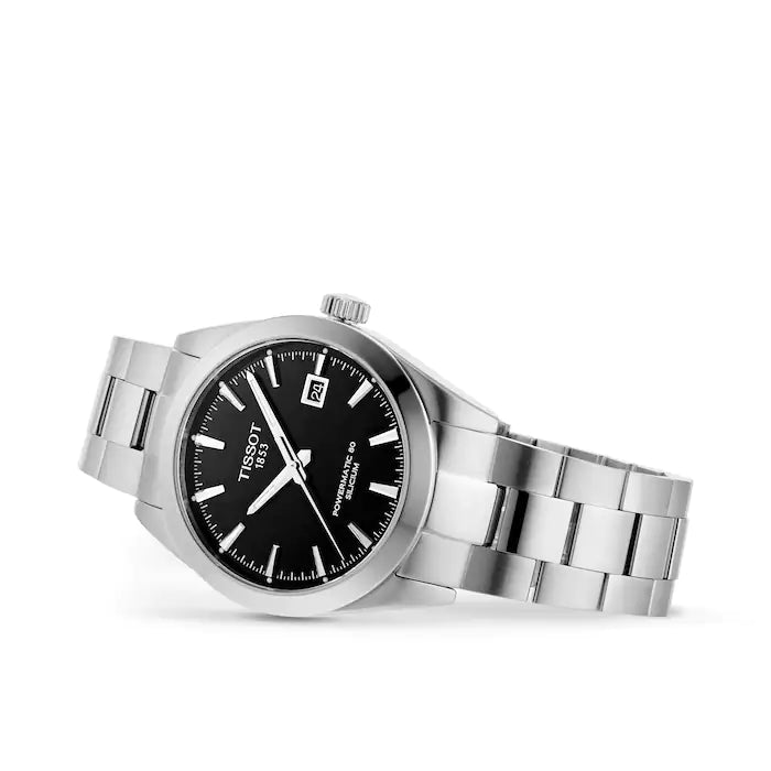 Tissot T1274071105100 Gentleman Powermatic 80 Silicium (40mm) Black Dial Stainless Steel Men's Watch - mzwatcheslk srilanka