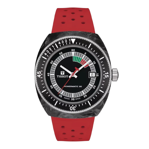 Tissot T1454079705702 Sideral S Powermatic 80 41mm Black Dial Red Rubber Strap Men's Watch