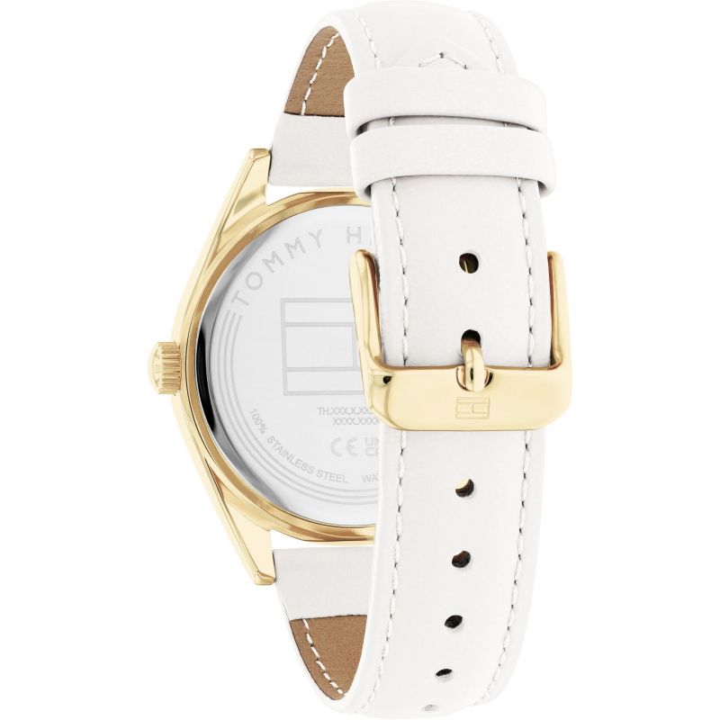 Tommy Hilfiger 1782594 White Mother of Pearl Dial White Leather Strap Women's Watch - mzwatcheslk srilanka