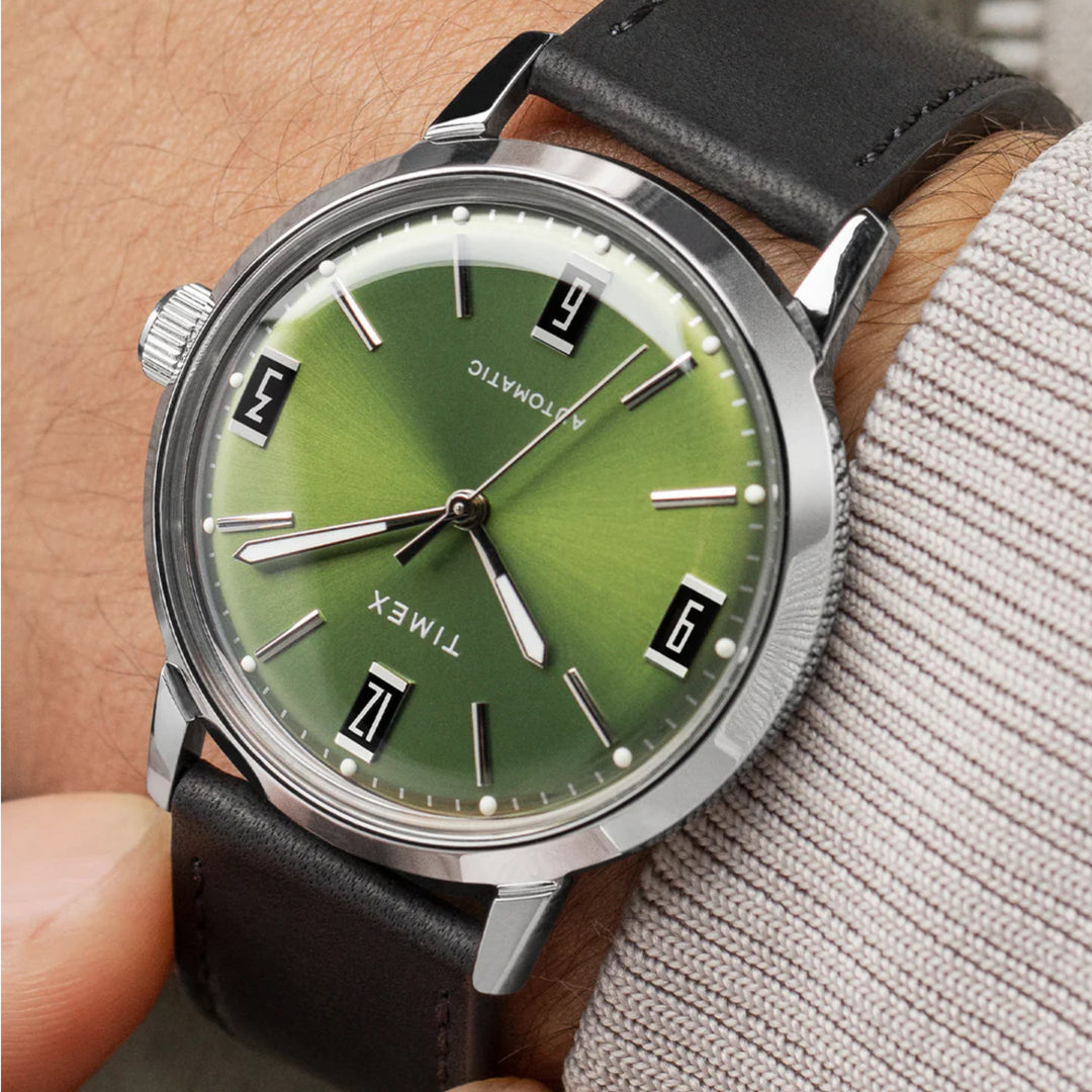 Timex Marlin TW2V44600 Automatic (40mm) Green Dial / Black Leather Strap Men’s Watch