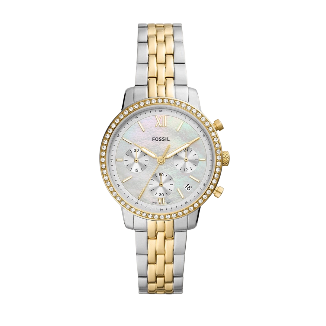 Fossil ES5216 Neutra Mother-of-Pearl Chronograph Dial  Two Tone Bracelet  Women's Watch