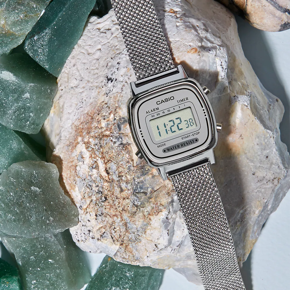 Casio LA670WEM-7DF Vintage  Digital Milanese Stainless Steel Women’s Watch