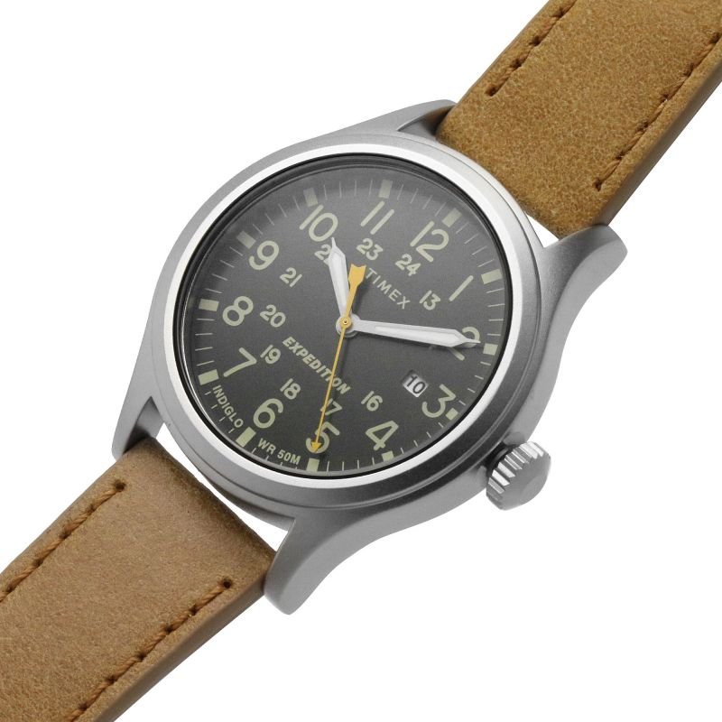 Timex TW4B23000 Expedition Scout Green Dial Brown Leather Strap Men's Watch