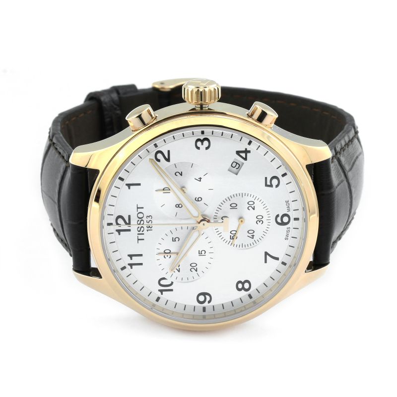 Tissot T1166173603700 Chrono XL Classic Rose Gold PVD Chronograph Leather Strap Men's Watch