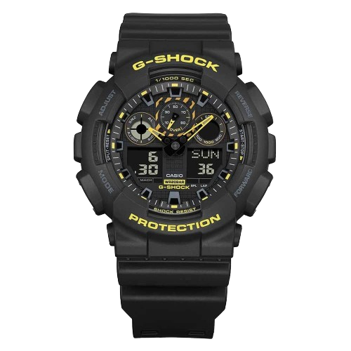 Casio GA-100CY-1AER G Shock Caution Yellow Shock Resistant Black Silicone  Men's Watch