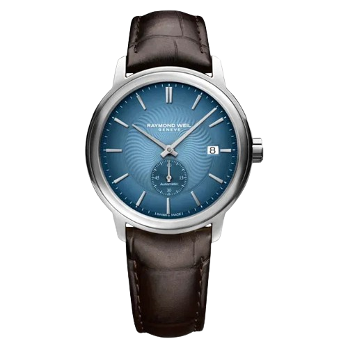 Raymond Weil 2238-STC-50001 Maestro 40mm Blue Dial Black Leather Strap  Men’s Watch