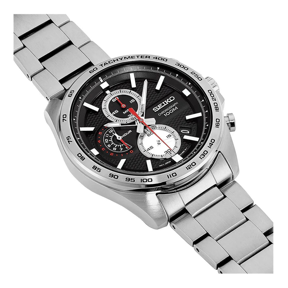 Seiko SSB255P1 Sports Chronograph 44mm Black Dial Stainless Steel Bracelet  Men's Watch