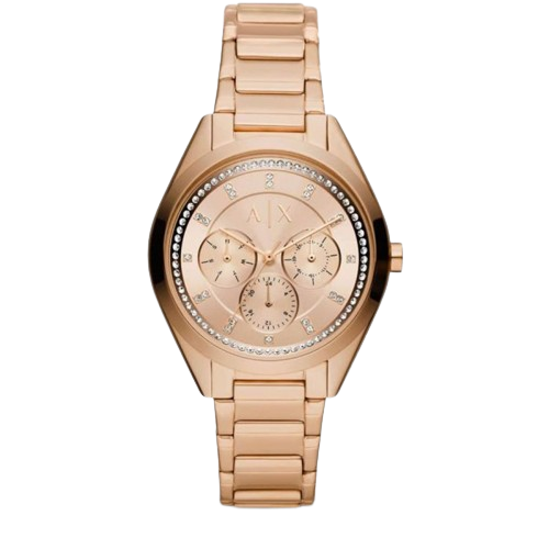 Armani Exchange AX5658  Rose Gold Crystal Set Dial Rose Gold PVD Plated Bracelet  Women's Watch