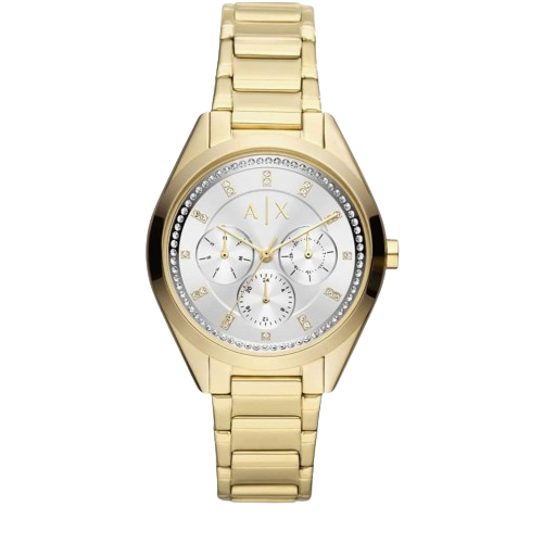 Armani Exchange AX5657 Silver Crystal Set Dial Gold PVD Plated Bracelet  Women's Watch