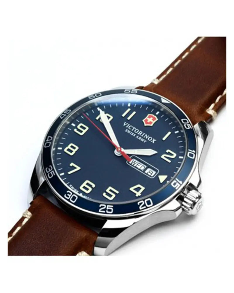 Victorinox Swiss Army 241848 Fieldforce Brown Leather Strap Blue Dial Men's Watch - mzwatcheslk srilanka