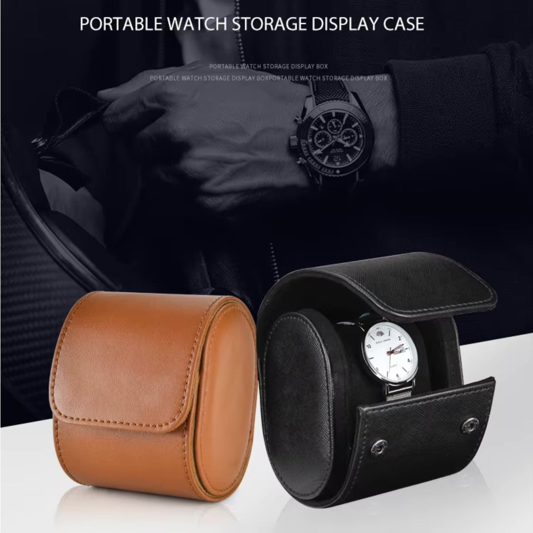 1 Slot Black Luxury Watch Storage Box/ Roll Travel Case Chic Portable Vintage Leather