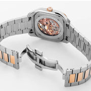 Roamer Men's Mechano MST (39.5mm) Green Skeleton Dial / Two-Tone Stainless Steel & Brown Leather Strap Set