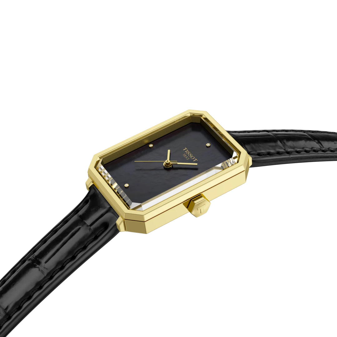 Tissot SRV Quartz (21.8mm) T1601103612600 Black Mother-of-Pearl Dial / Black Alligator Leather Strap Women's Watch