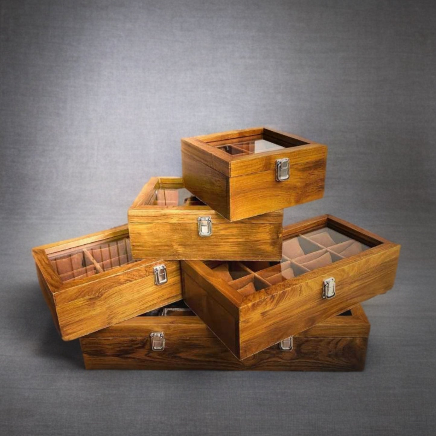 12 Slots New Teak Solid Wooden Watch Storage Boxes/ Watch Case Storage Box