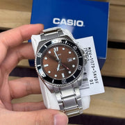 Casio Standard Duro Diver ‘New’ MDV-107D-5AV Analogue Quartz Stainless Steel Strap ‘Chocolate Brown’ Dial Men's Watch