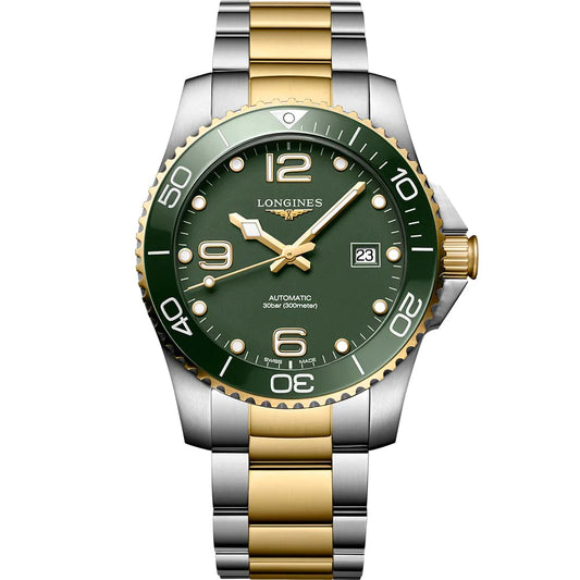 LONGINES L37813067 HydroConquest 41mm Automatic Two Tone Green Dial Men's Watch - mzwatcheslk srilanka