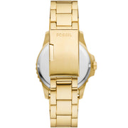 Fossil FS6035 Blue 42mm Black Dial Gold Tone Stainless Steel Bracelet Men's Watch