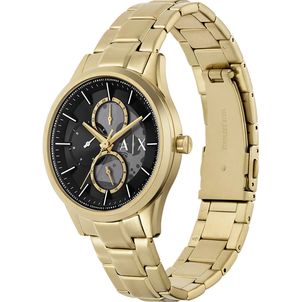 Armani Exchange AX1875 42mm Black Dial Gold Tone Stainless Steel Bracelet Chronograph Men's Watch