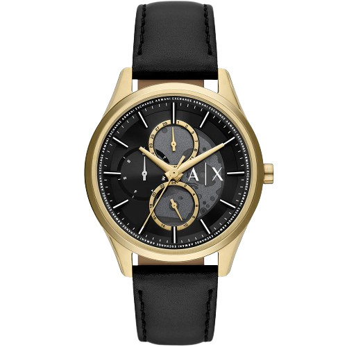 Armani Exchange  AX1876 42mm Black Dial Black Leather Strap Men's Watch