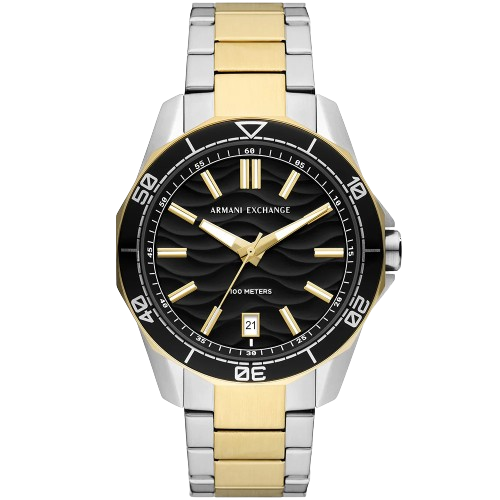 Armani Exchange  AX1956 44mm Black Dial Two Tone Stainless Steel Bracelet Men's Watch