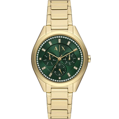 Armani Exchange AX5661 38mm Green Dial Gold Tone Stainless Steel Bracelet Women's Watch