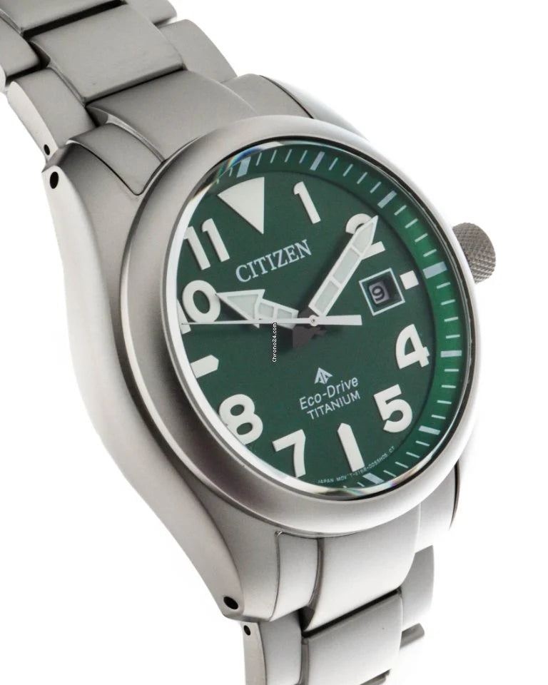 Citizen  BN0241-59W Promaster Tough Eco Drive 41mm Green Dial Super Titanium Bracelet Men’s Watch