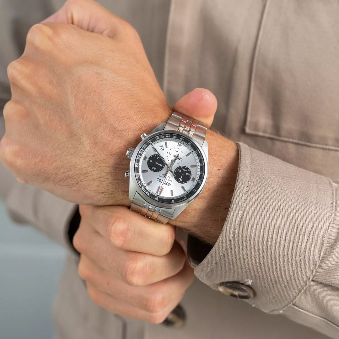 Seiko Discover More SSB425P1 Tachymeter Sport Silver Dial Stainless Steel Men's Watch