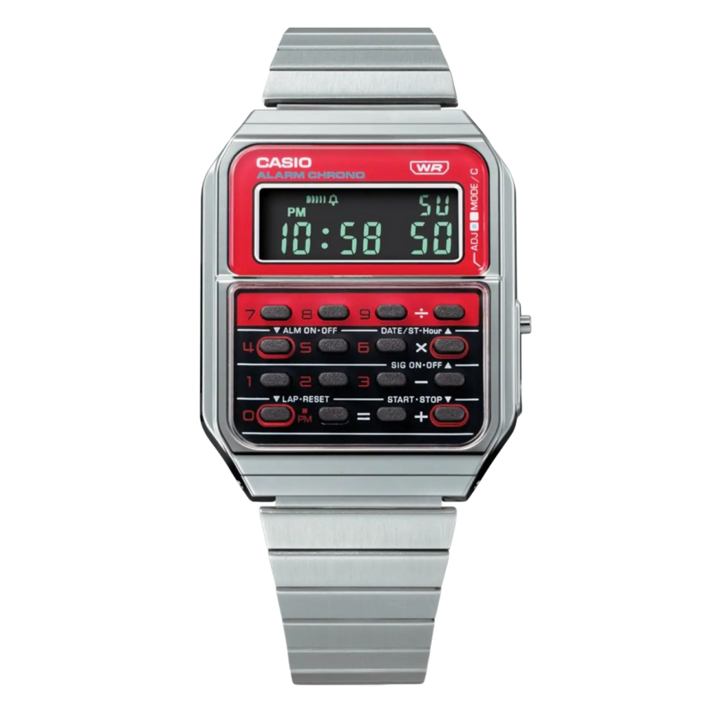 Casio Vintage Calculator Red / CA-500WE-4B Stainless Steel