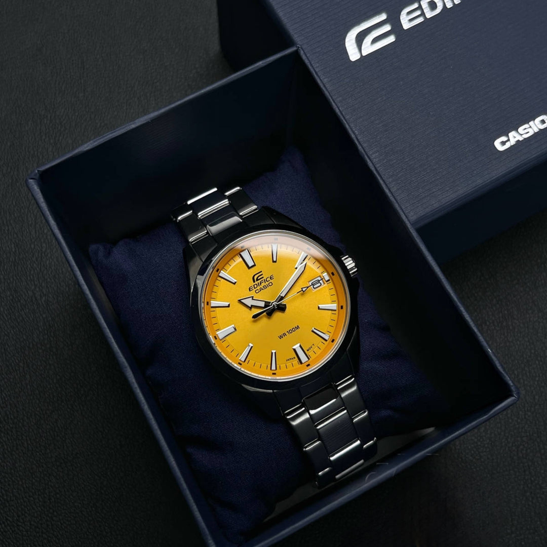 Casio Edifice ‘Europe Exclusive’ EFV-100D-9AVUEF (42mm) Yellow Dial / Stainless Steel Bracelet Mens Watch