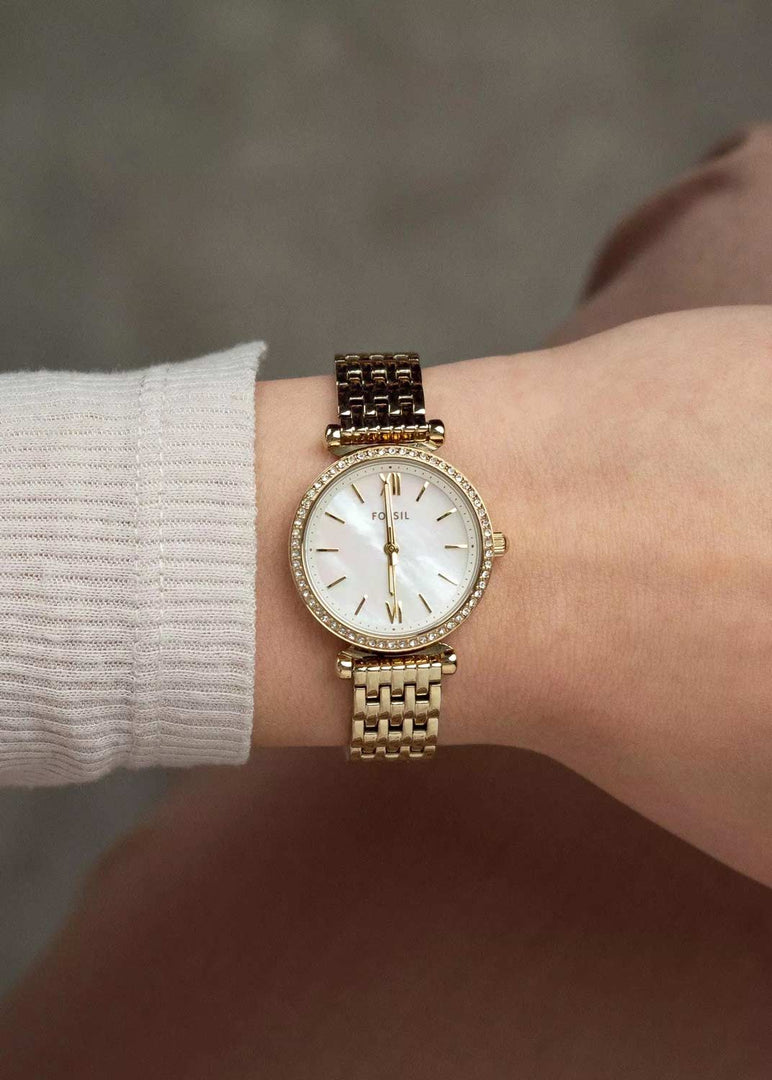 Fossil Carlie Mini Mother-of-Pearl Dial Gold Stainless Steel Bracelet  ES4735 Women's Watch