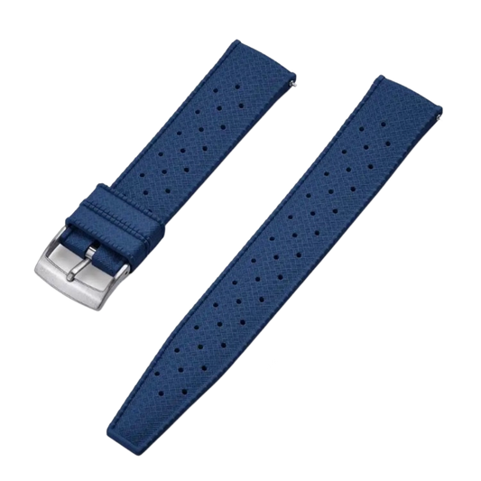 Premium-Grade Vulcanized Blue Tropic Rubber Watch Strap 20mm For Seiko Divers and other Divers Waterproof